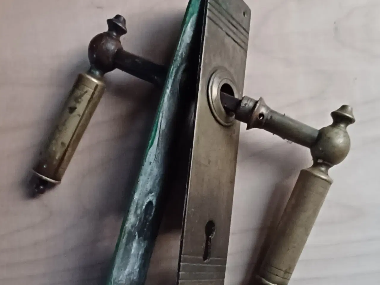 Billede 1 - Antikke dørgreb, messing.