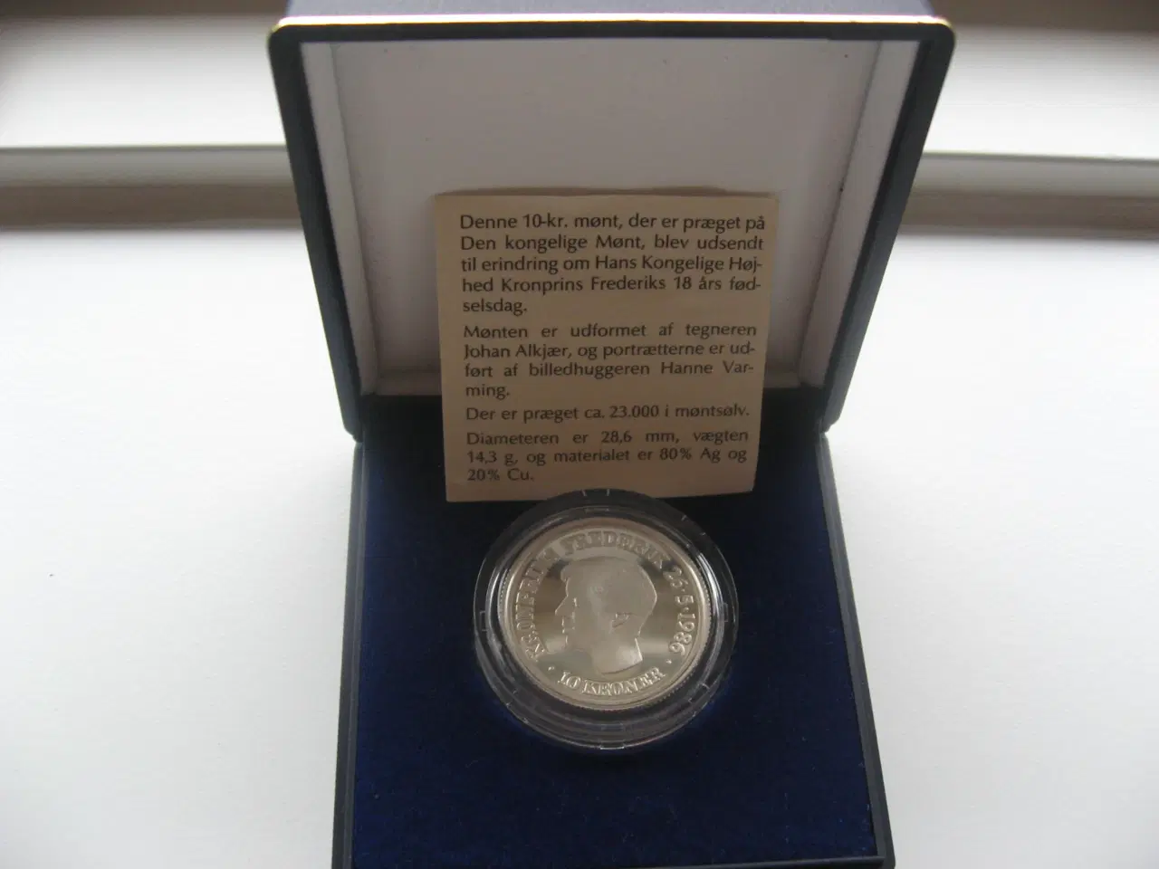 Billede 1 - Smuk sølvmønt Kong Fr.D.X 18 års fødselsdag 1986
