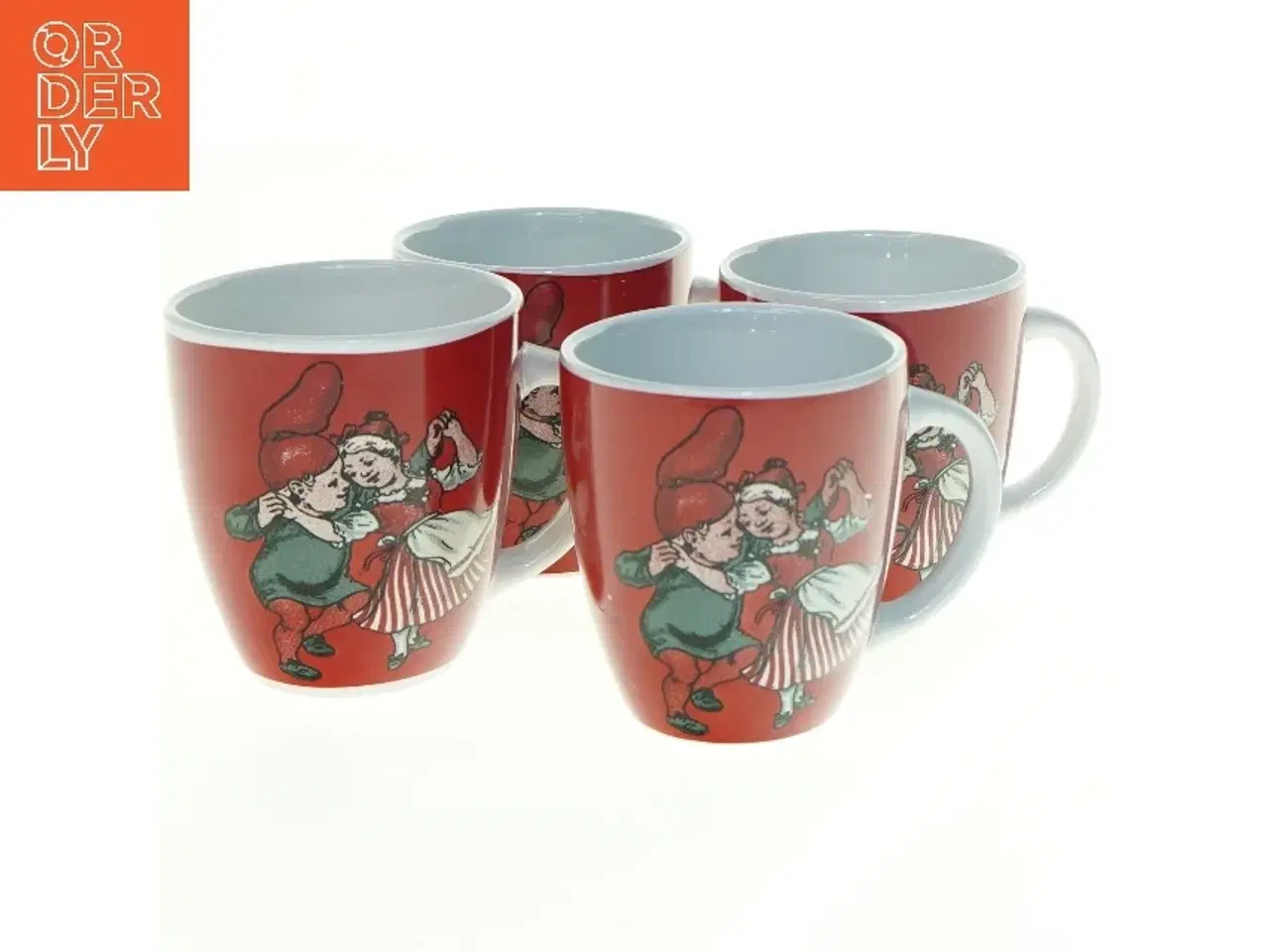 Billede 2 - Røde og hvide krus med jule dekoration fra Søstrene Grene (str. H. 9,5 cm. ø. 8,5 cm)