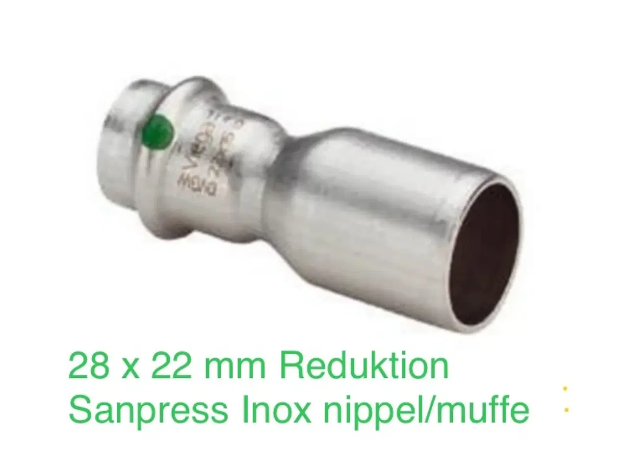 Billede 1 - 28 x 22 mm Reduktion Sanpress Inox nippel/muffe