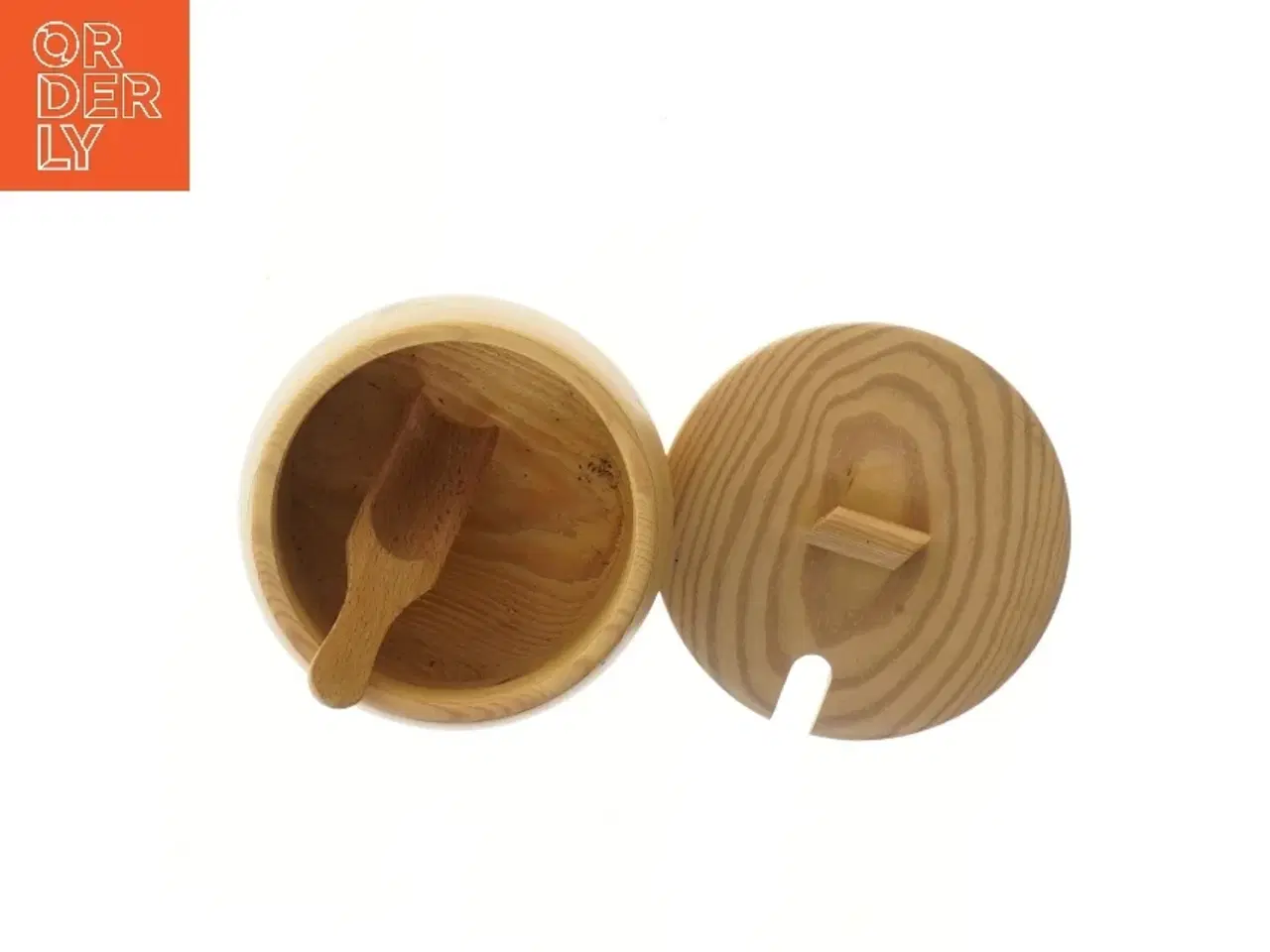 Billede 3 - Stort Saltkar i træ med ske, flot stand (str. Ø 11 cm)