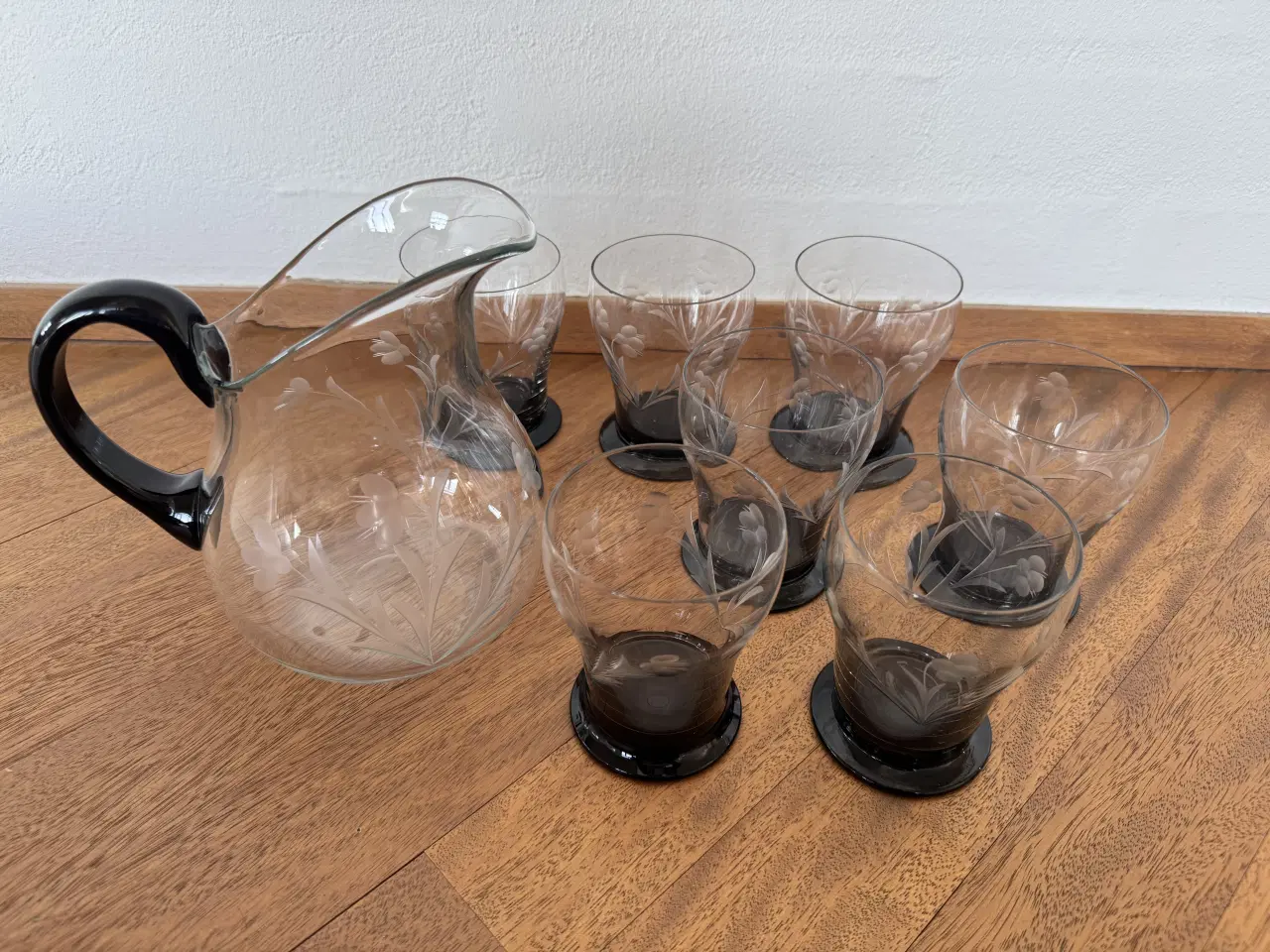 Billede 1 - Holmegaard kande og 7 glas