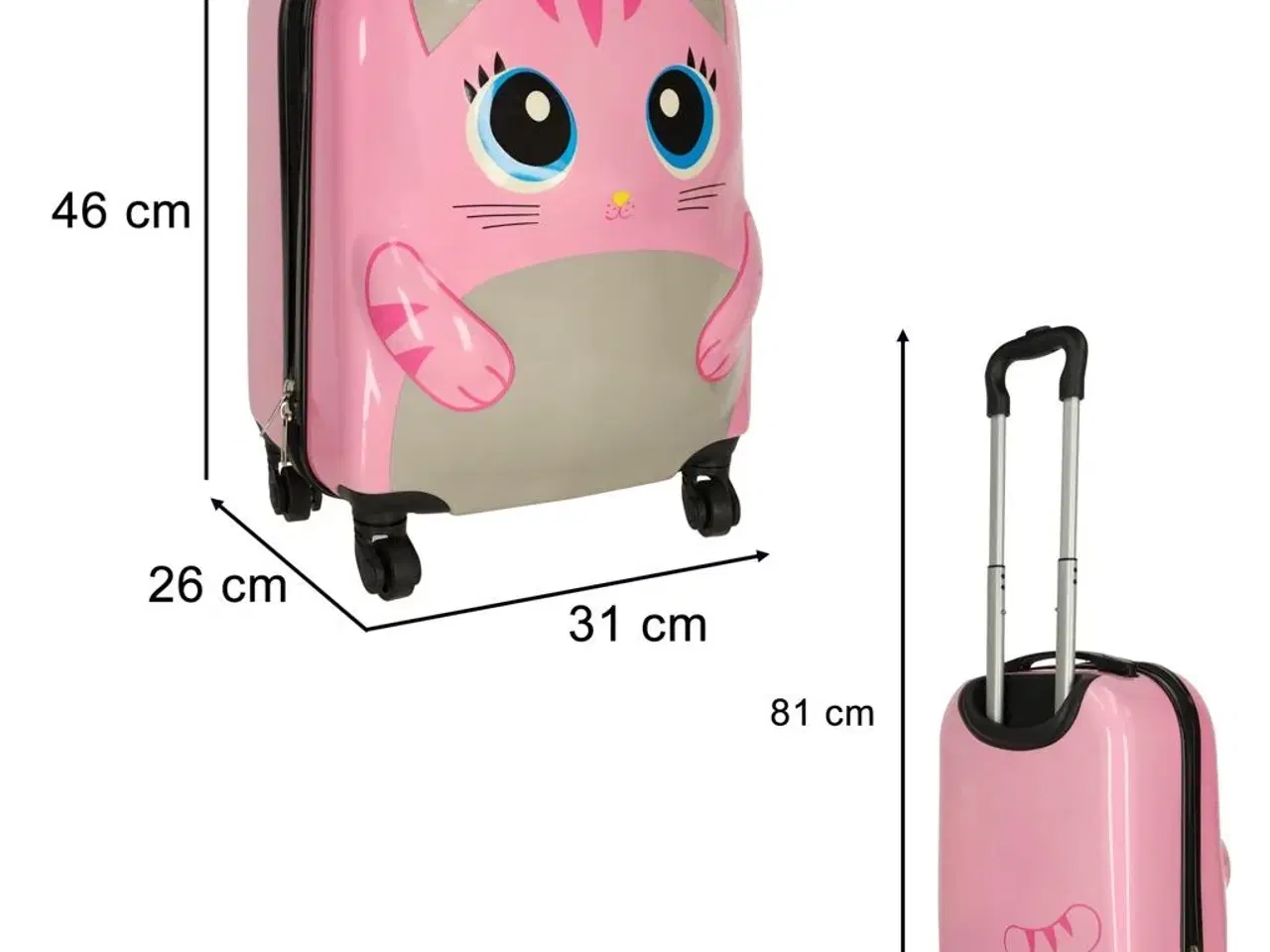 Billede 7 - Kuffert til børn på hjul – kat, pink