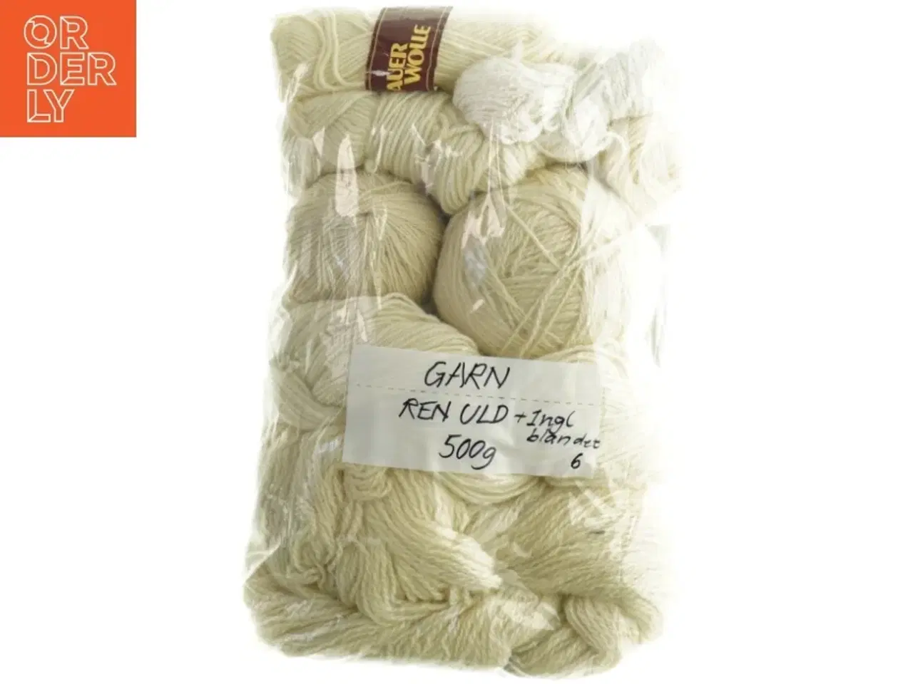 Billede 1 - Garn i ren uld (et ngl blandet), råhvid (500 gram)