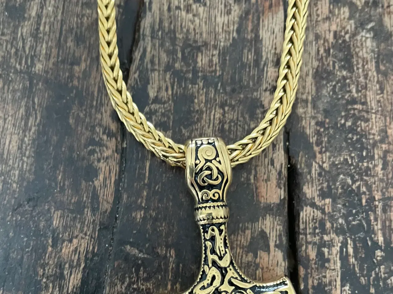 Billede 4 - 4mm 14kt goldfilled Franco kæde med Thors hammer