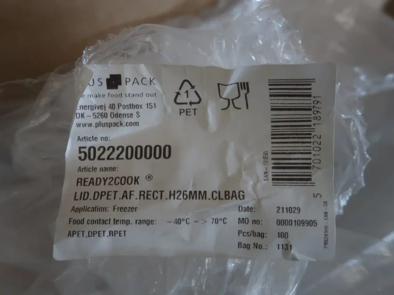 Billede 4 - 2 kasser (400 pr. stk.) Låg til madbakker  109905