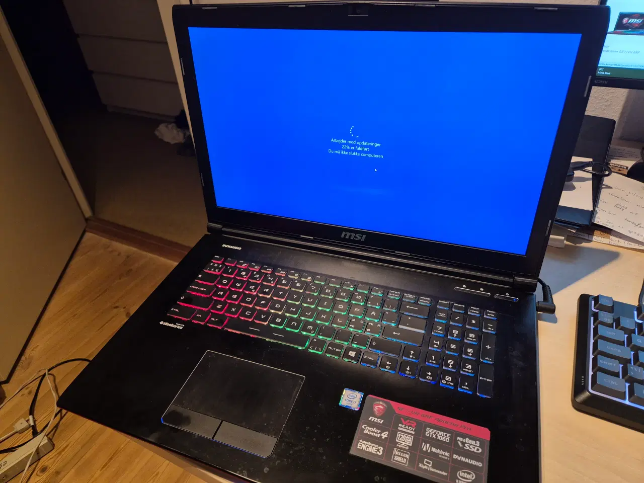 Billede 2 - MSI GE72VR 6RF Apache Pro gaming bærbar