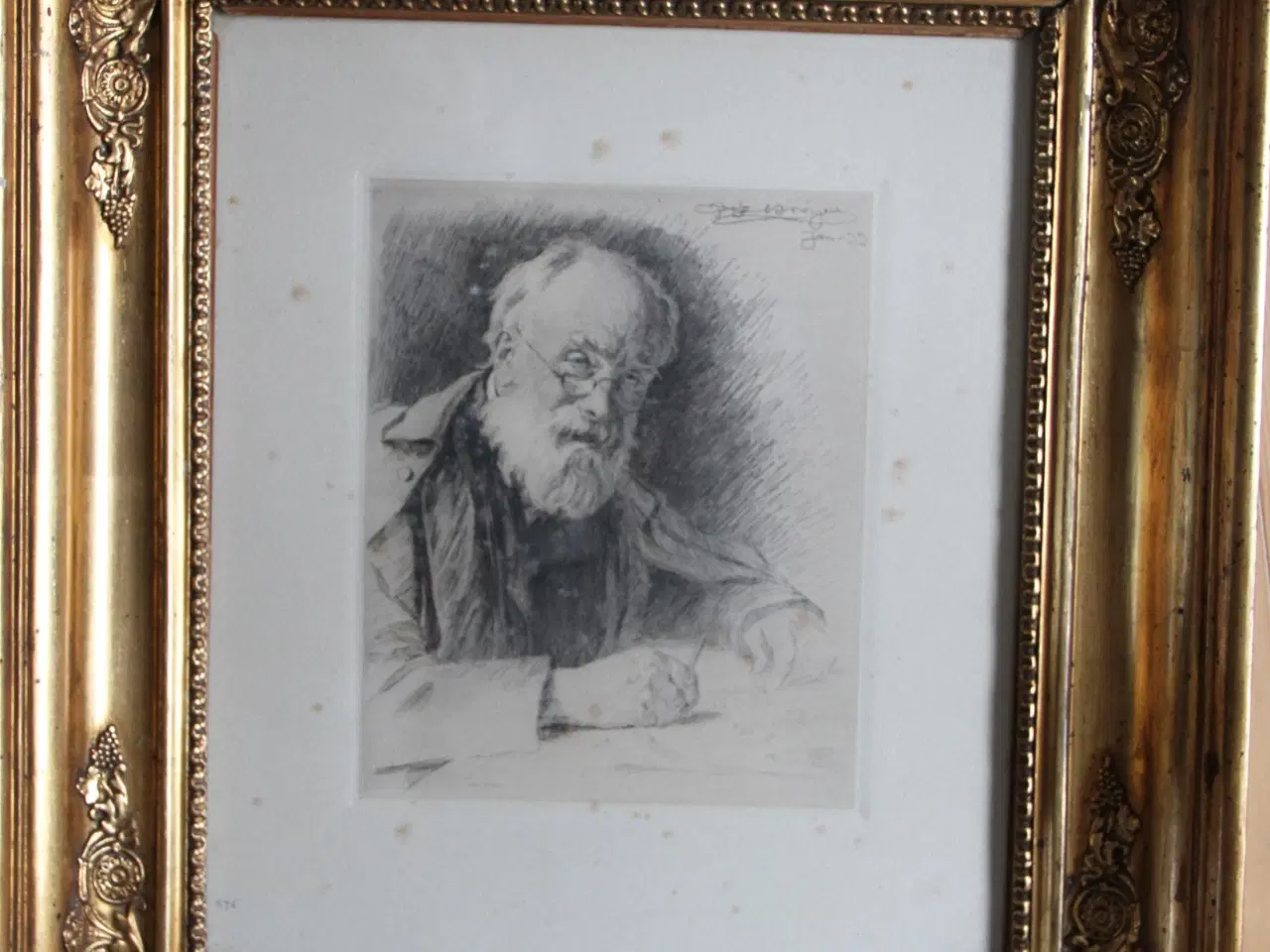Billede 1 - radering  af Krøyer  i original ramme