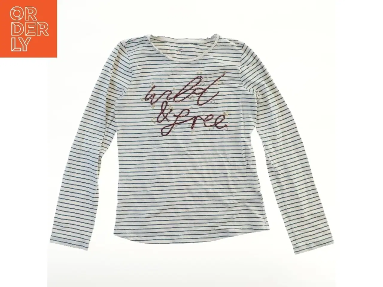 Billede 1 - Langærmet stribet bluse med tekst fra John Lewis (str. 152)