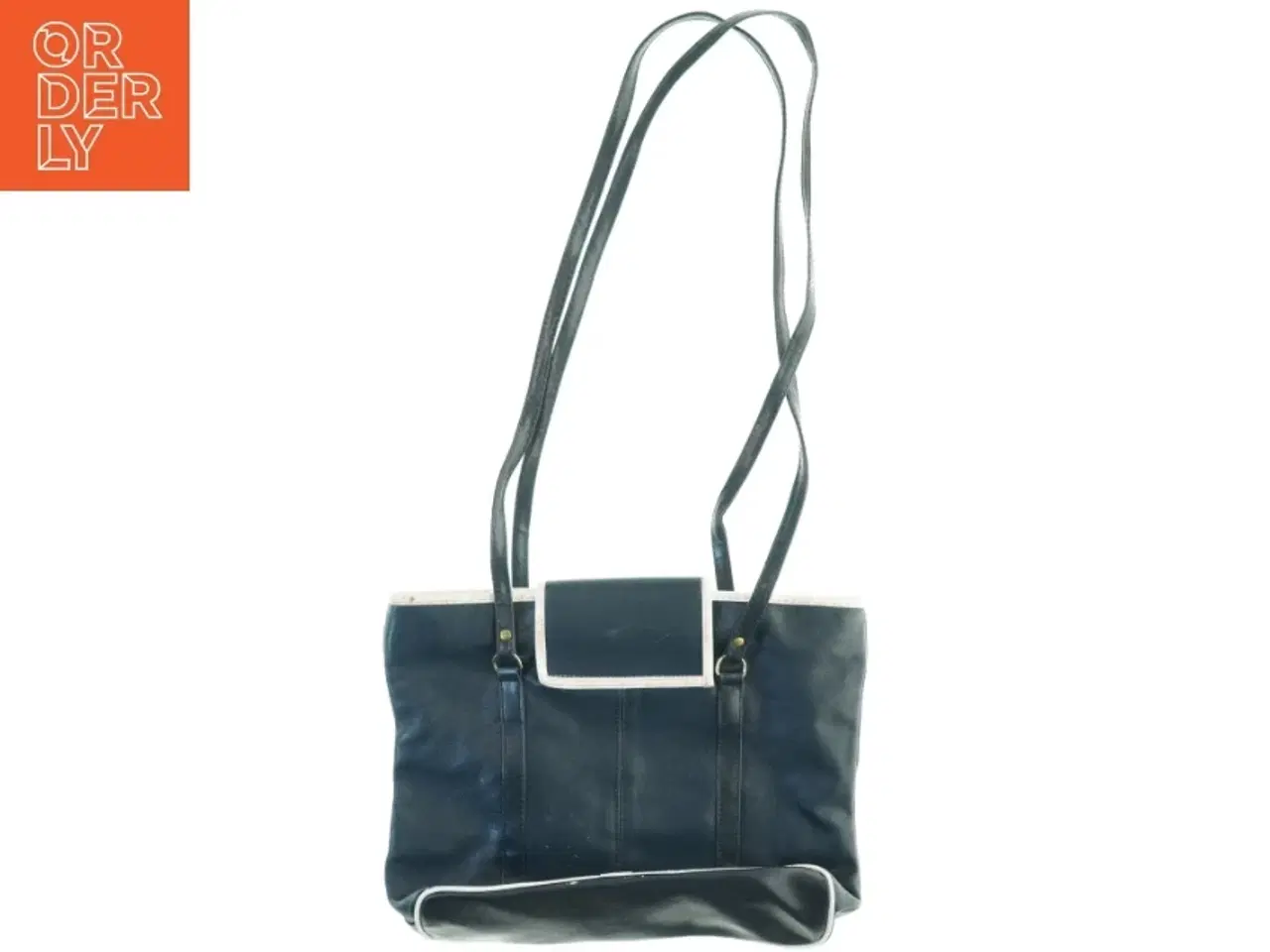 Billede 2 - Sort skuldertaske i læder fra Rossi (str. 39 x 28 cm)