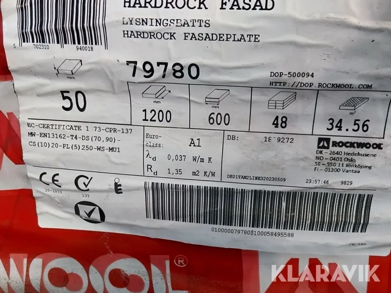 Billede 4 - Isolering Rockwool Hardrock Facadeplader 50mm 41 styk