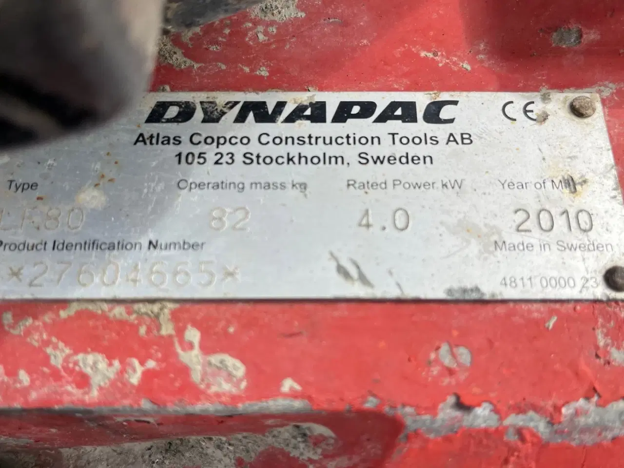 Billede 2 - Dynapac lf80 82kg fremadgåene plade vip.