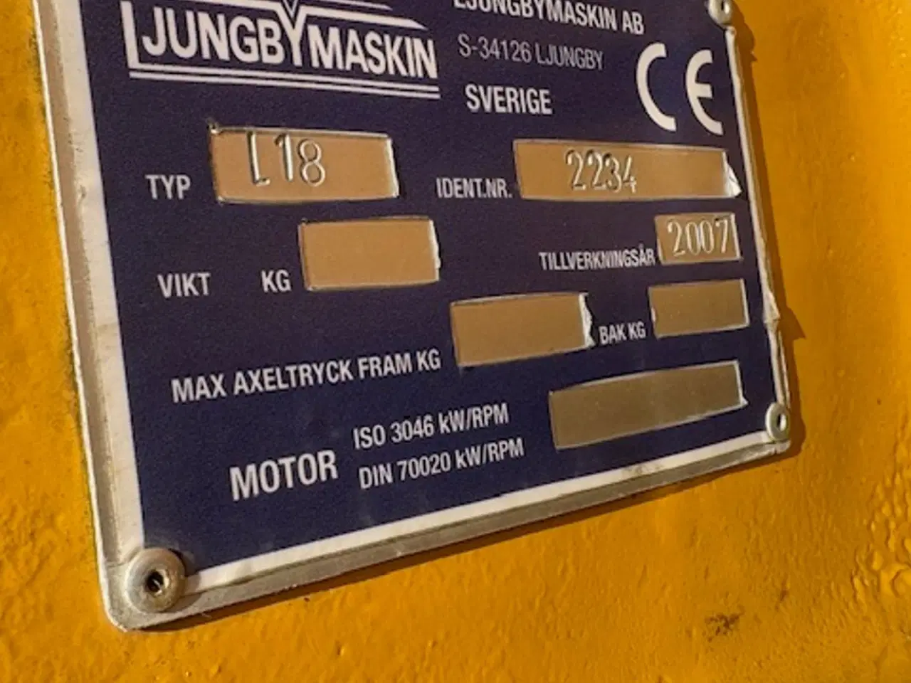 Billede 8 - Ljungby L18 CENTRALSMØRING, HYDRAULISK VOLVO BM SKIFTE, 3. FUNKTION