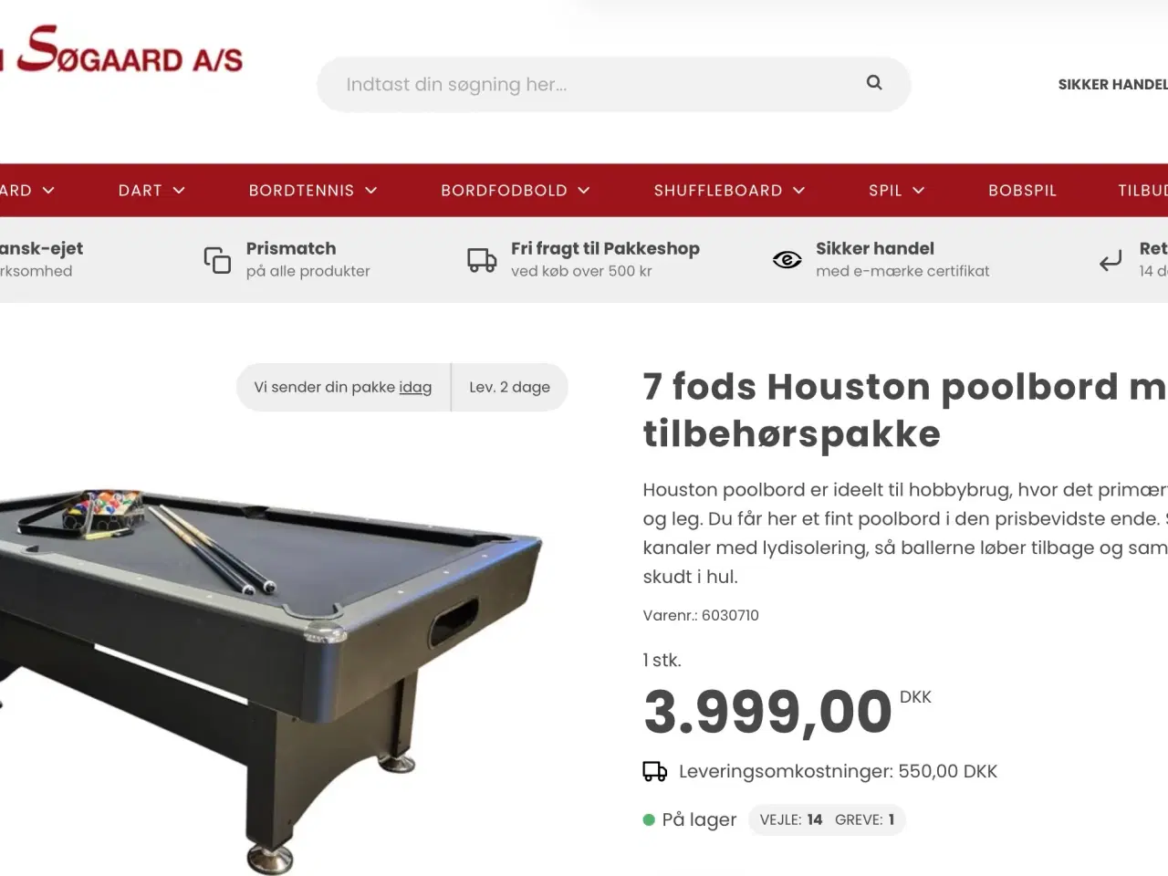 Billede 6 - Billardbord 7 fod – inkl. kugler, kridt og 2 kø