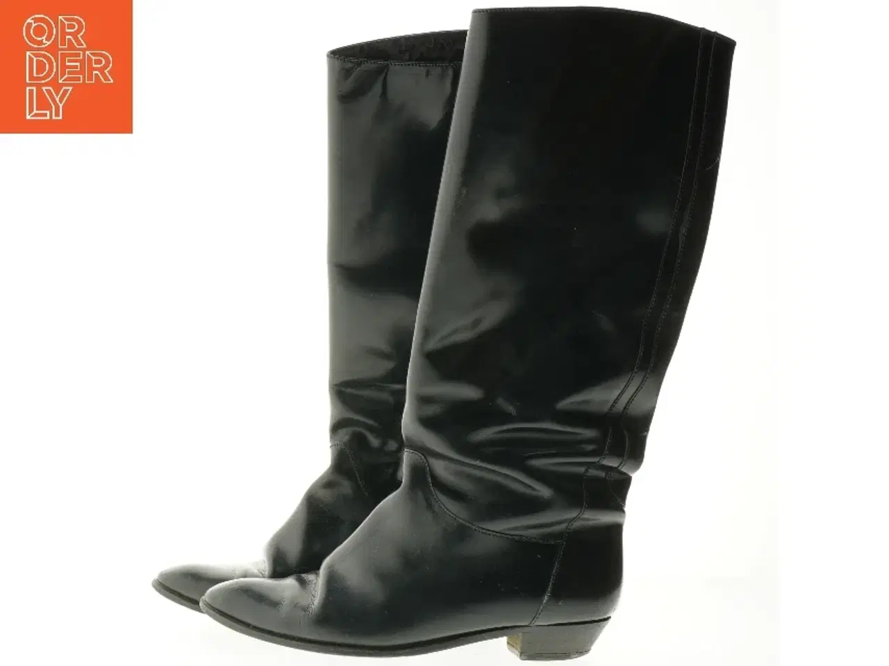 Billede 2 - Sorte læderstøvler fra Elastomere (str. 39)