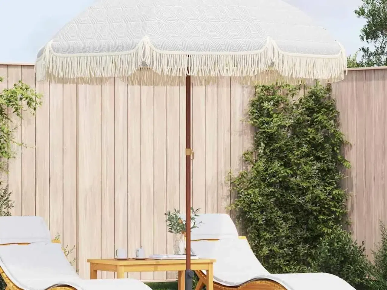 Billede 1 - Parasol Grå og Hvid Ø 205 x 209 cm Stål