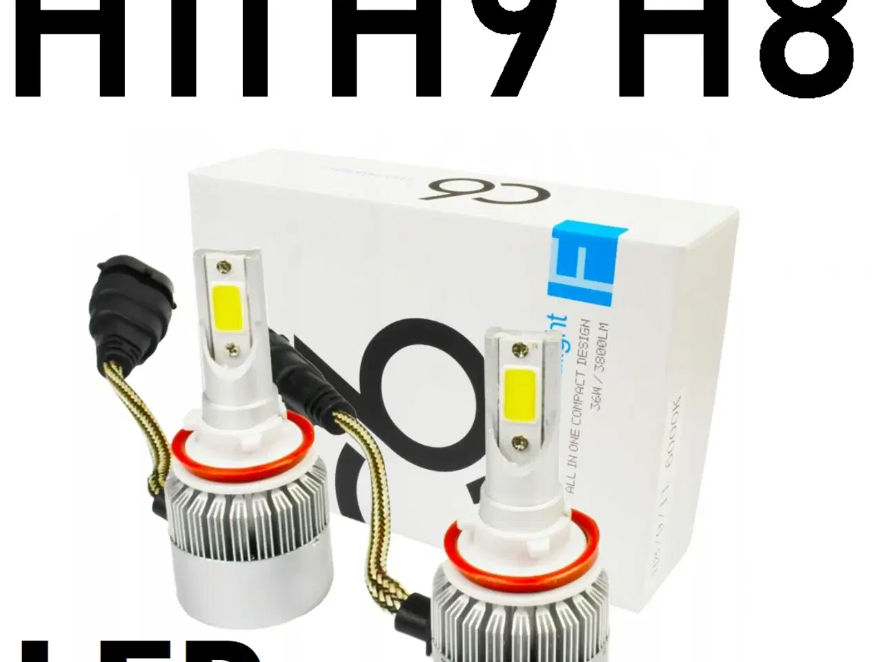 Billede 1 - NY! H11 H9 H8 LED Pærer 6000K 7600LM 72W