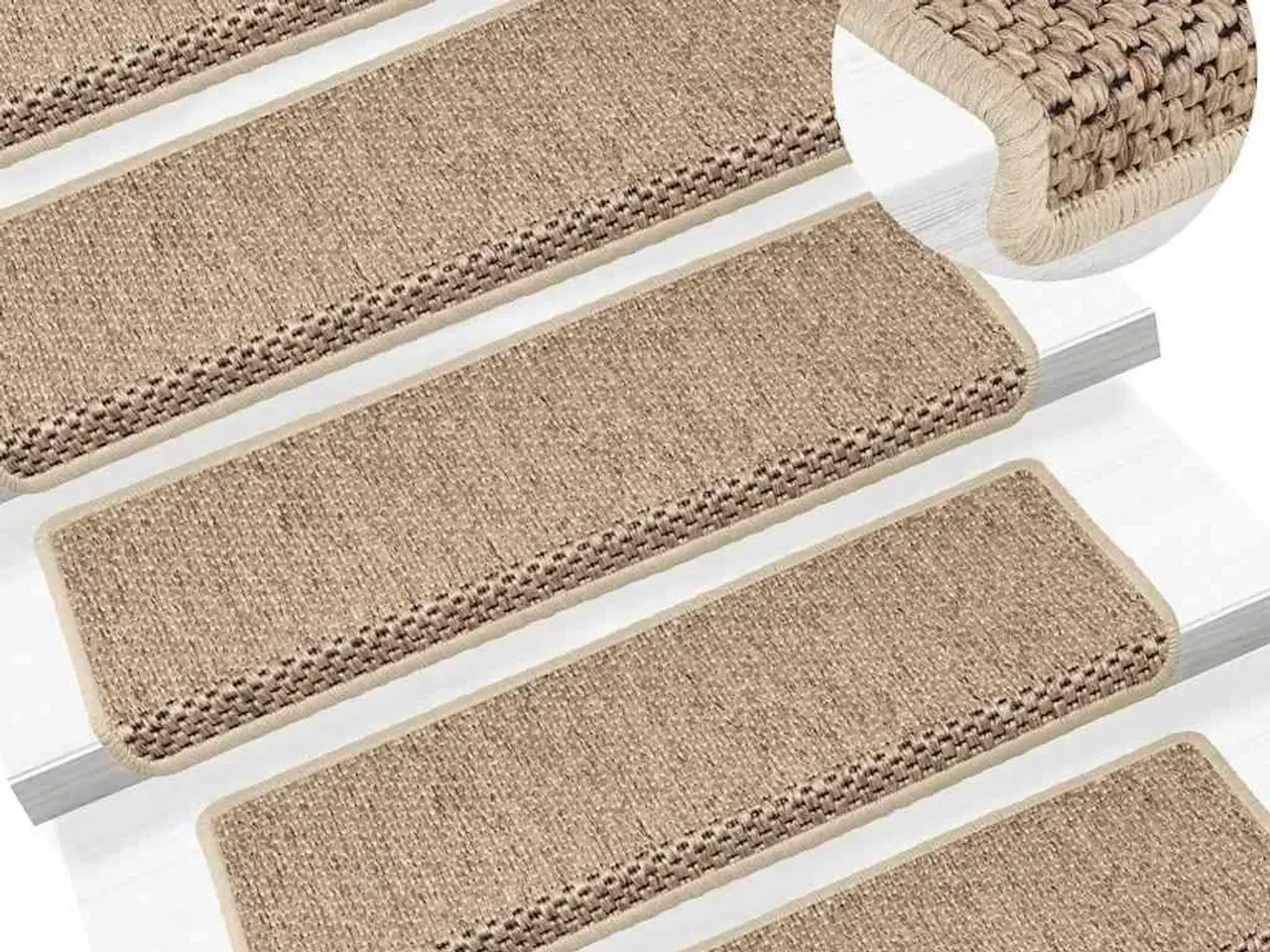Billede 6 - Selvklæbende trappemåtter 15stk. 65x21x4cm sisal-look sandfarve