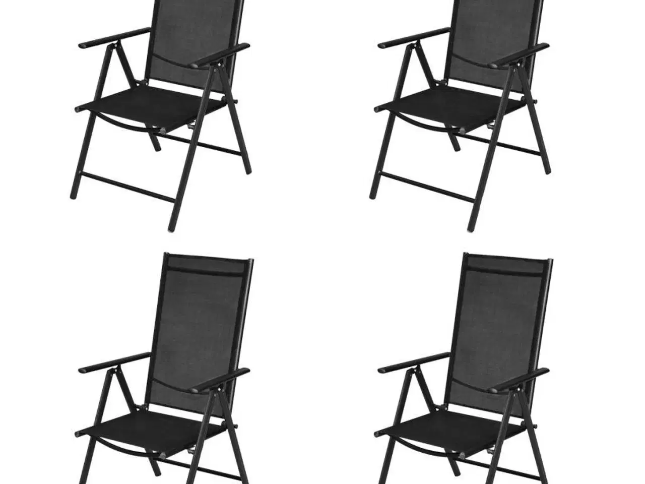 Billede 2 - Foldbare havestole 4 stk. aluminium og textilene sort