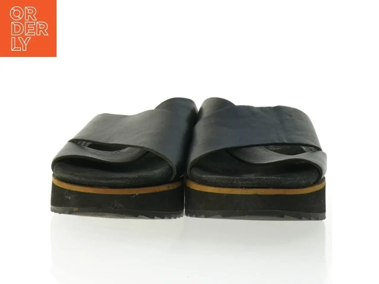 Billede 2 - Sorte læder sandaler