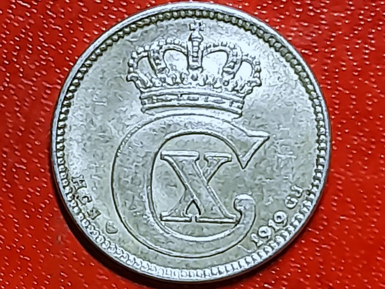 Billede 2 - SØLV 25 ØRE 1919 CHRISTIAN X PÆN