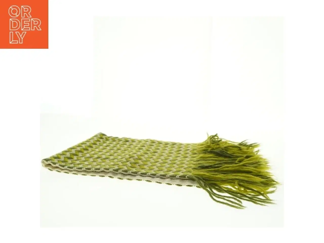 Billede 4 - Grøn og hvid vævet tørklæde (str. 77 x 31 cm)