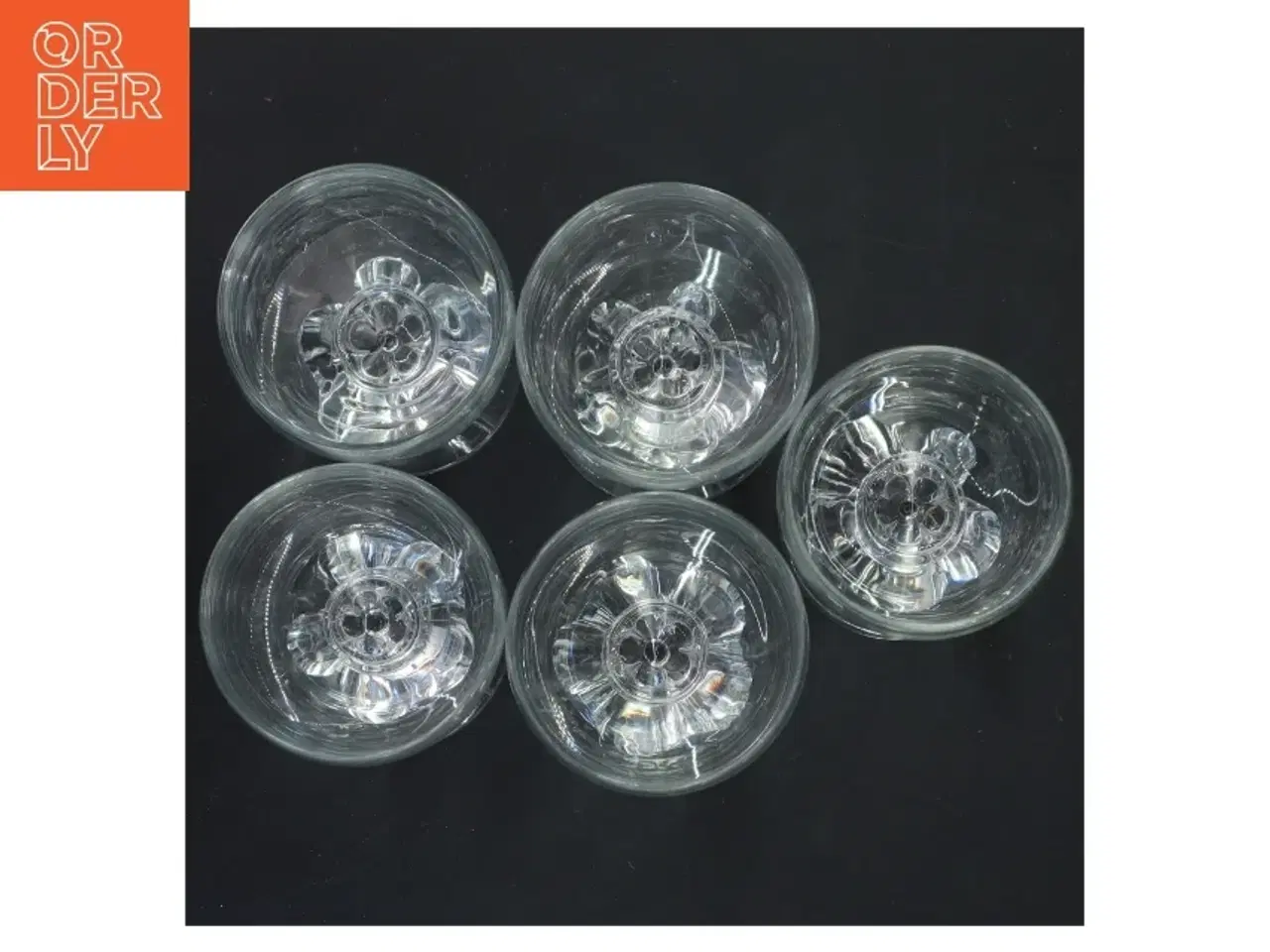 Billede 2 - Sæt af glas med unik stilk fra Holmegaard (str. Ø 6,5x11,5 cm)