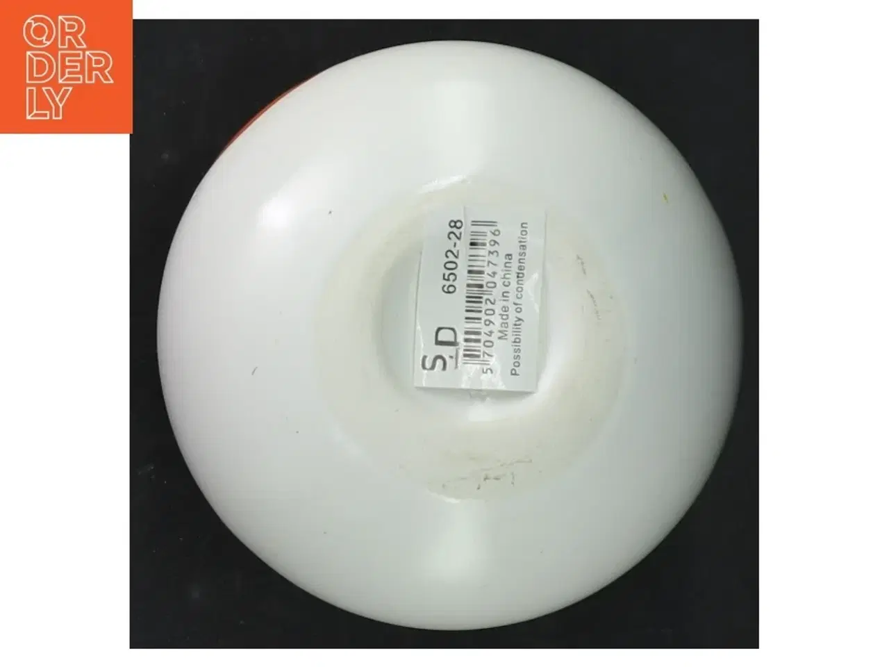 Billede 4 - Hvid vase med orange detalje fra Speedtsberg (str. 10 cm ø. 10,5 cm)