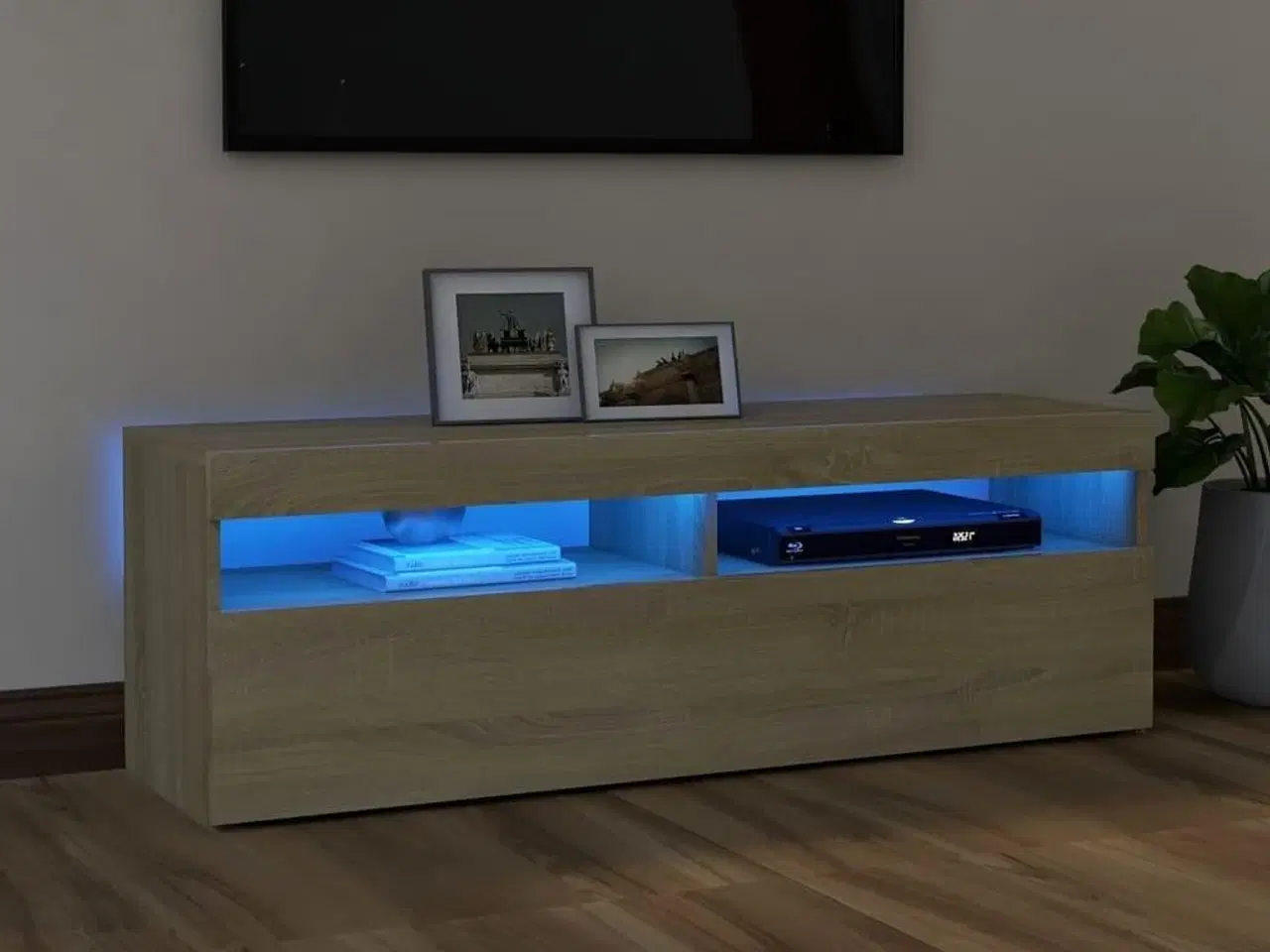 Billede 1 - TV bord i Sonoma eg med led lys. Helt ny