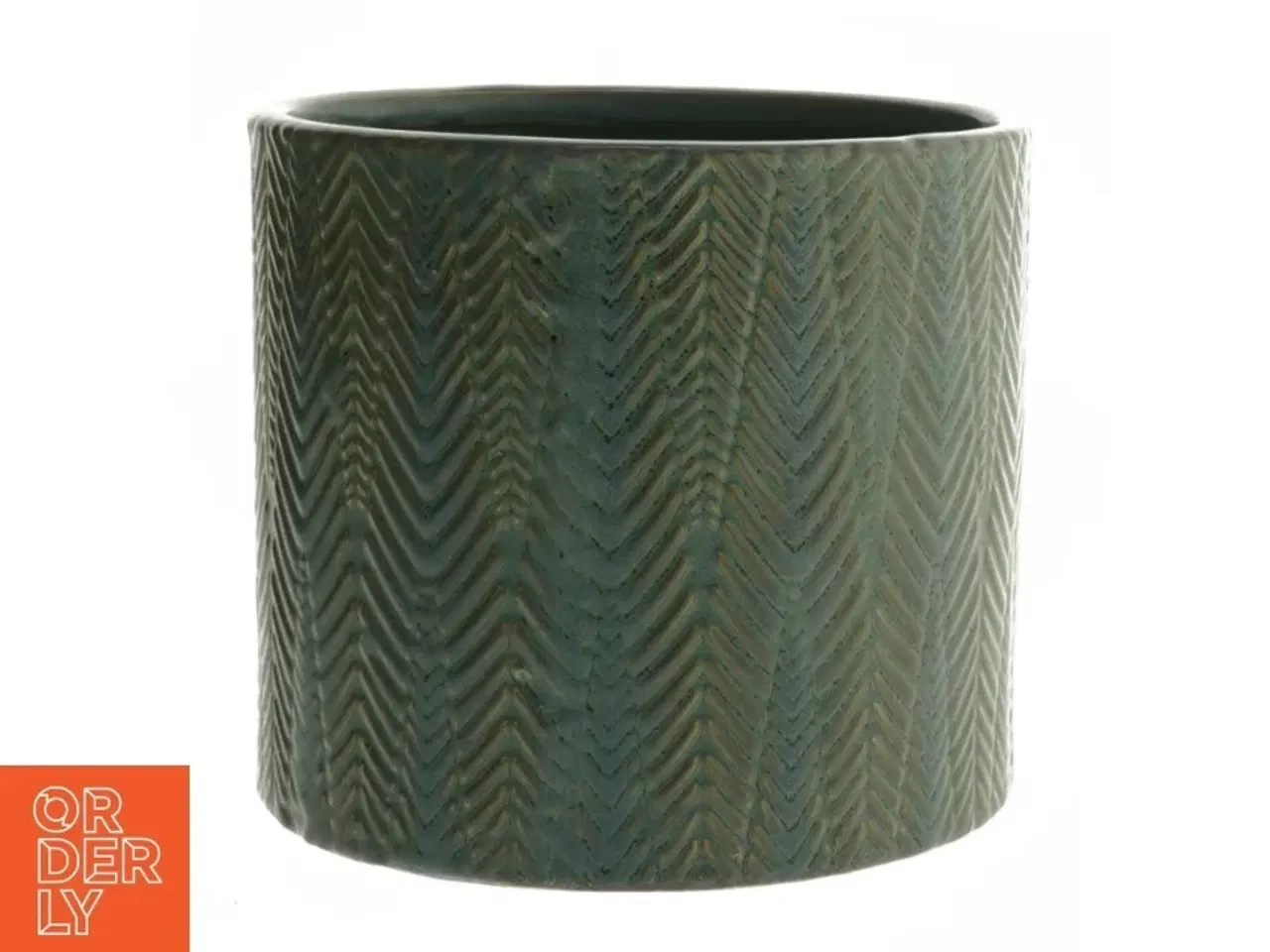 Billede 1 - Keramisk urtepotte med mønster (str. Ø. 16,5 cm. længde. 15 cm)