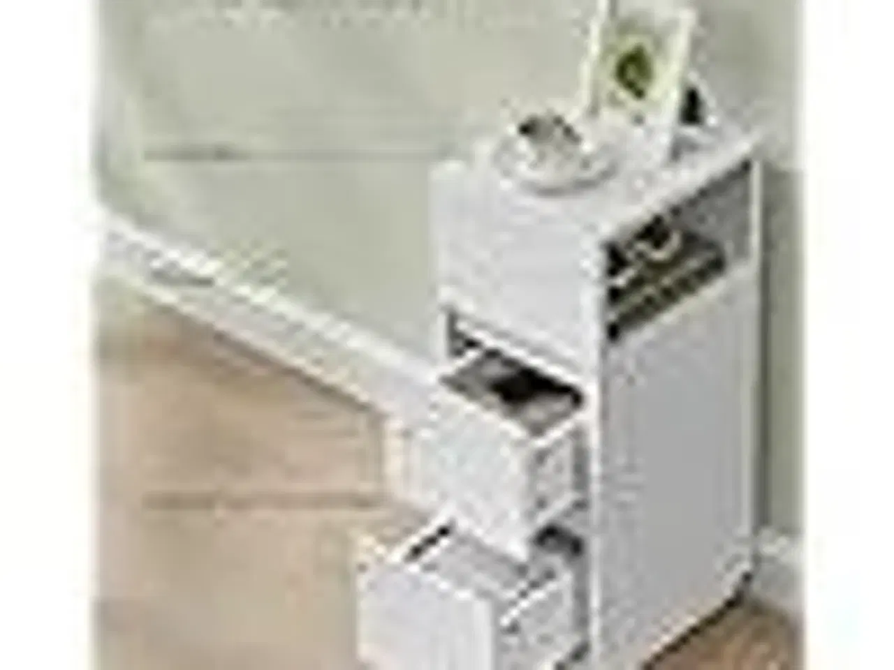 Billede 5 - Sengebord smalt – SONGMICS VASAGLE med 2 skuffer, åbent rum, vendbar åbning, wolkenhvid