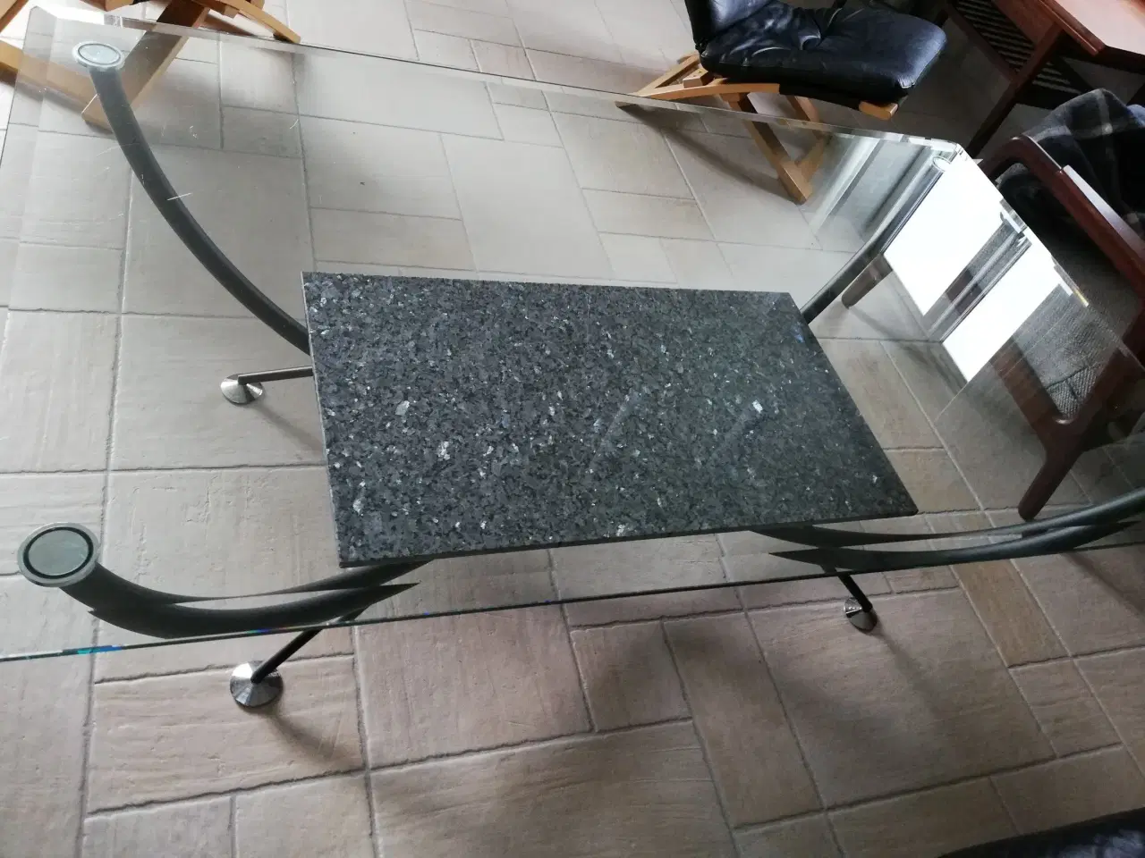Billede 1 - Sofabord glas/granit/stål