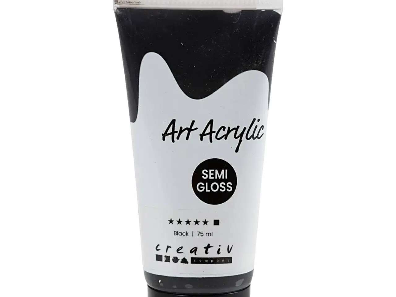 Billede 1 - Halvblank Sort Akrylmaling 75ml - Dækkende Kvalitet