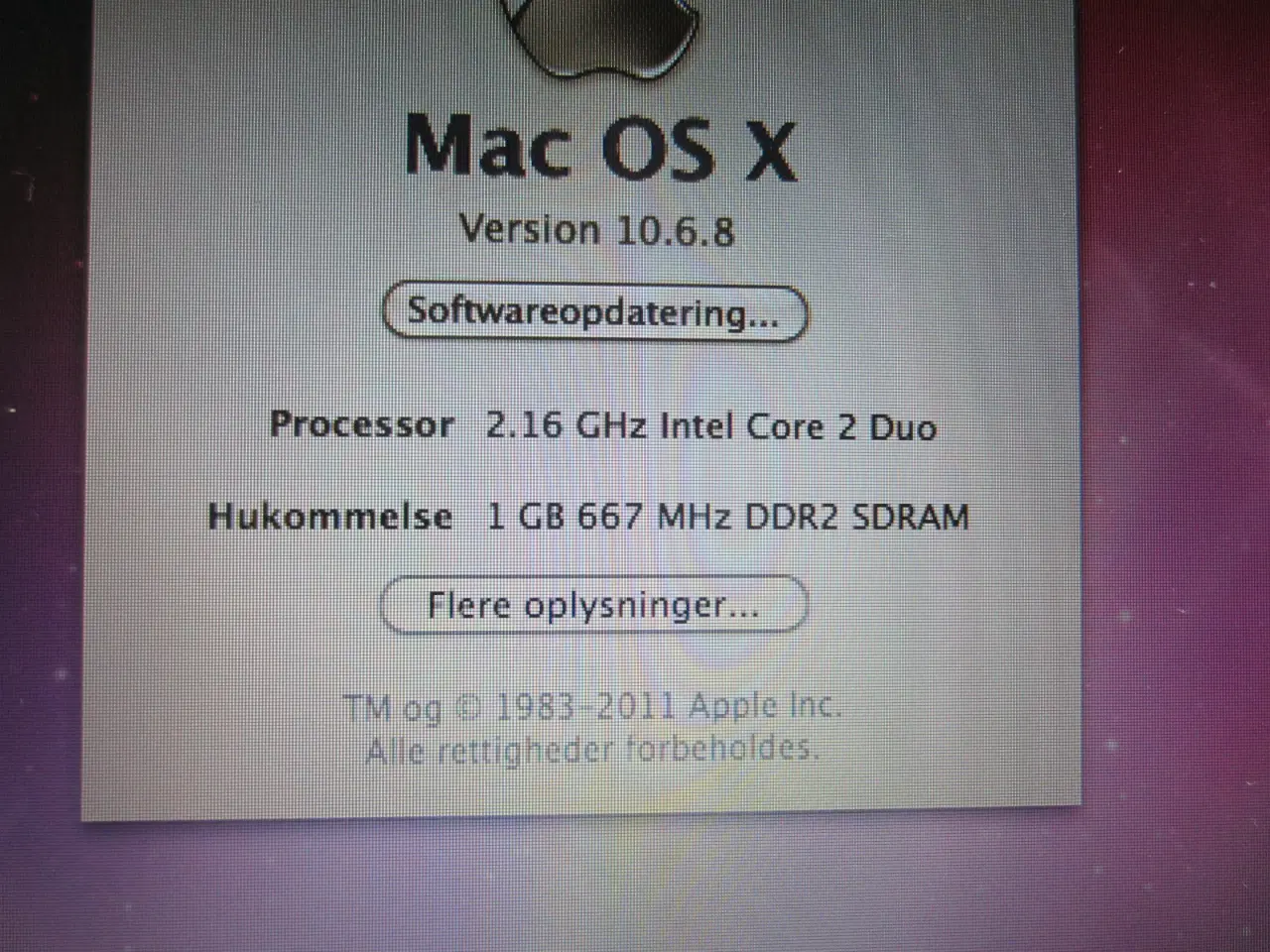 Billede 3 - MacBook 2,1 A1181 2,16 GHz 1 GB ram 160GB harddisk