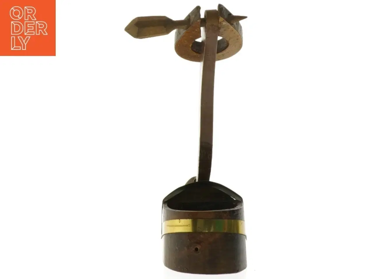 Billede 2 - Vintage Vinflaske holder i træ og messing (str. 15x15 cm)