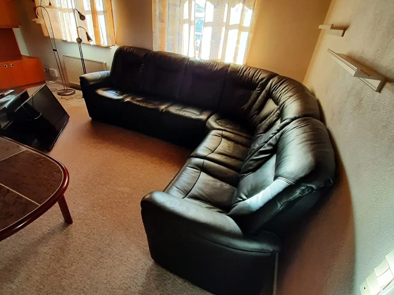 Billede 2 - Sort hjørne lædersofa