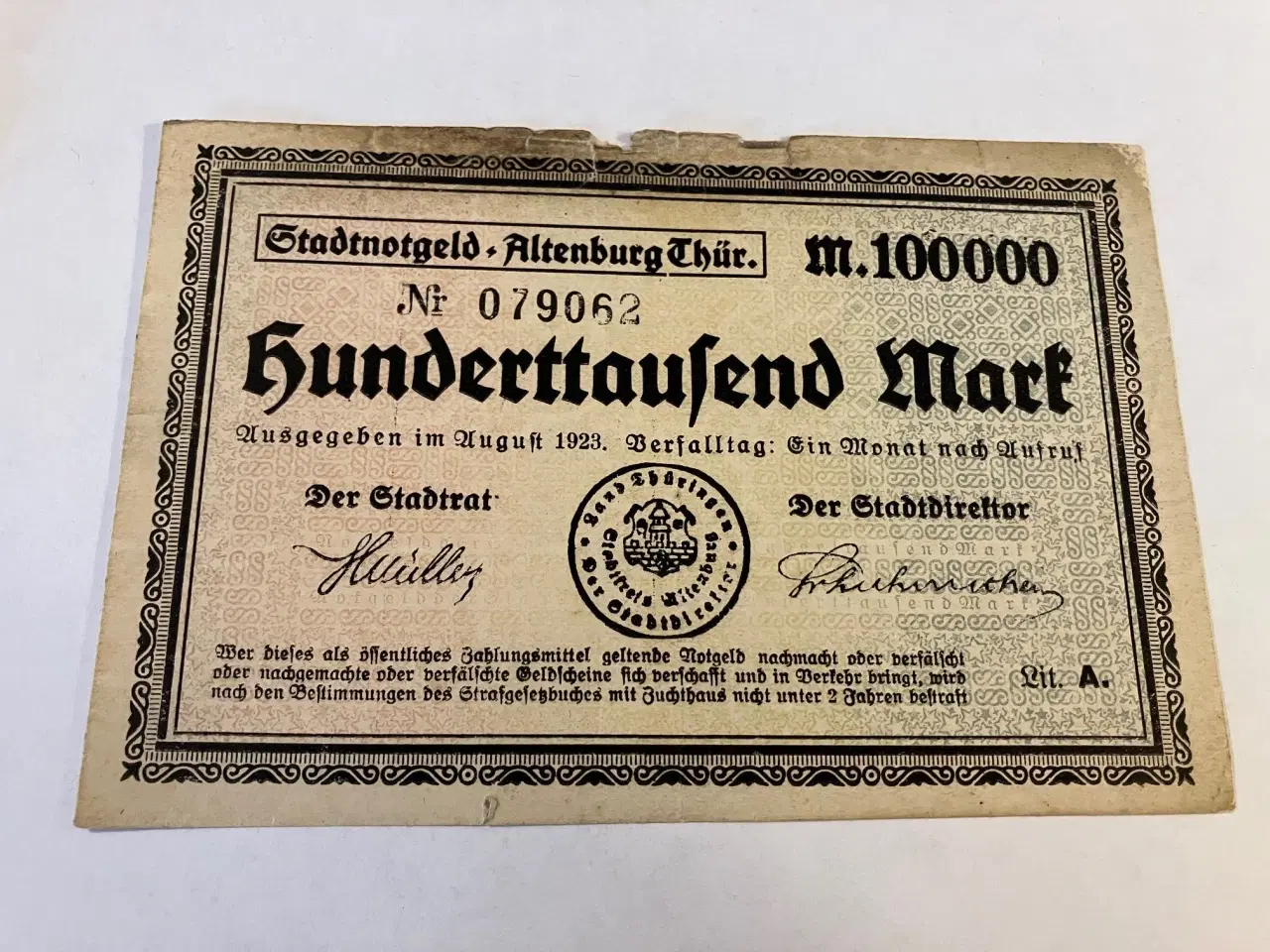 Billede 1 - 100.000 Mark 1923 Germany