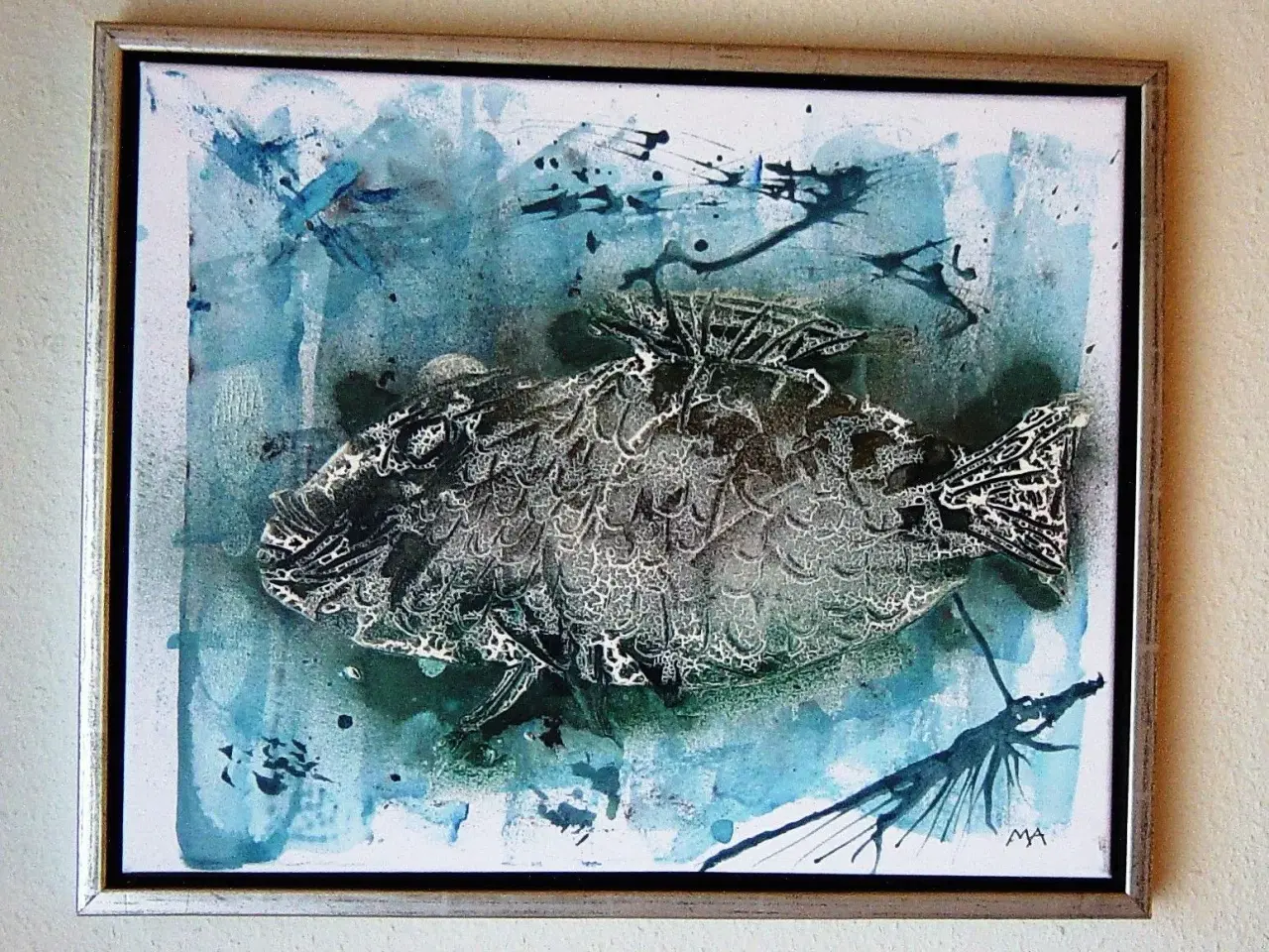 Billede 1 - Akrylmaleri: Fisk i dybet af M.A.