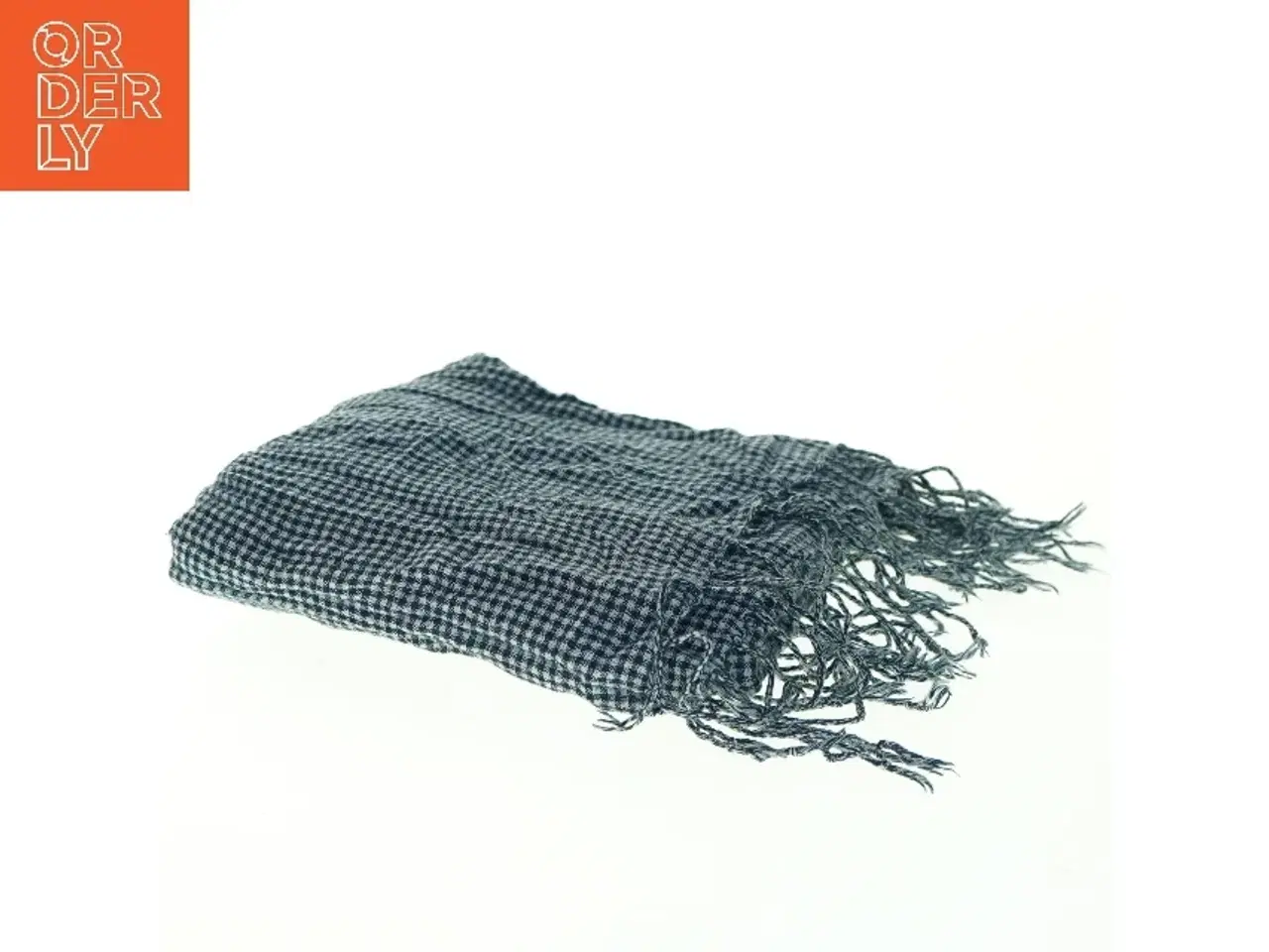 Billede 2 - Blåt og hvidt ternet tæppe (str. 155 x 70 cm)