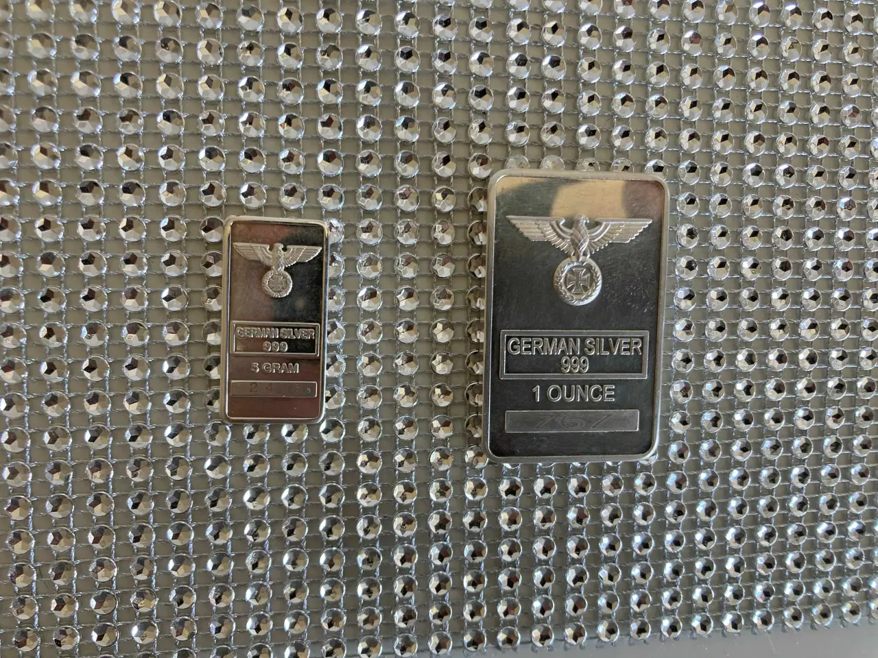 Billede 1 - sølvbarre 5 g 999 og en sølvbelagt barre 1 oz 999 