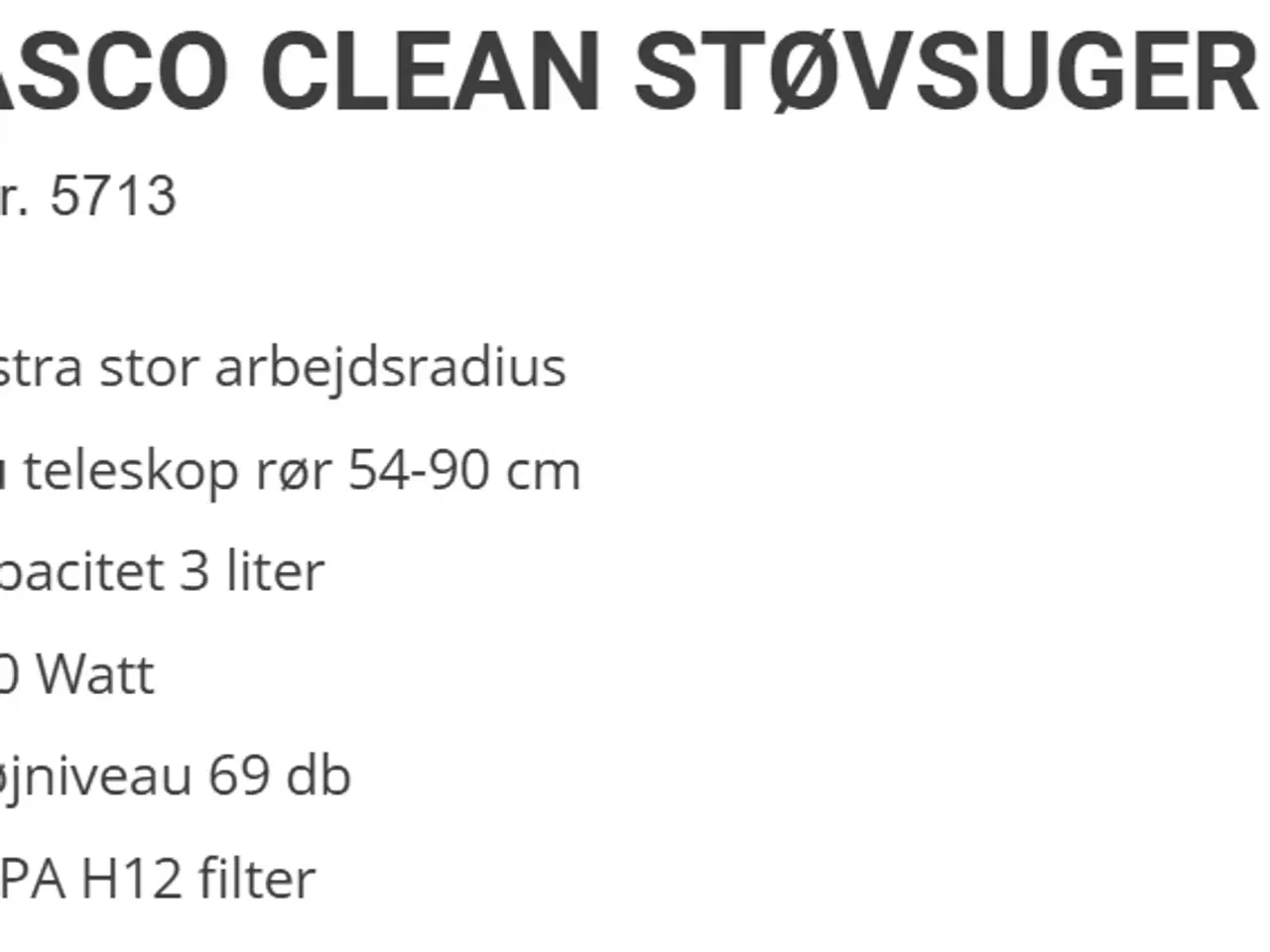 Billede 3 - Støvsuger Wasco Clean 17M ( Arv )