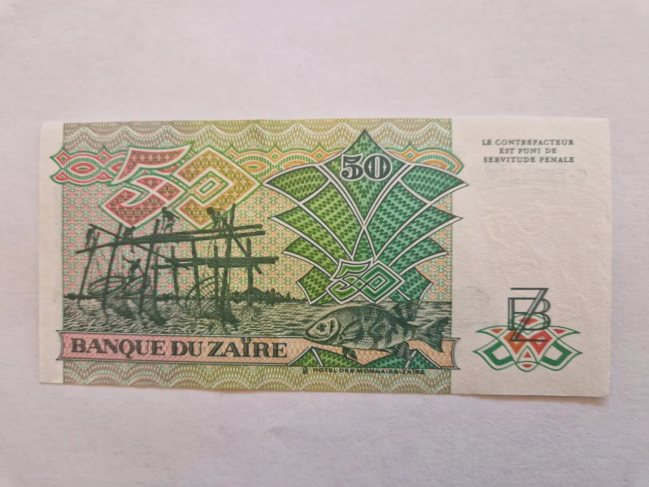 Billede 2 - 50 Zaires Zaire 1988