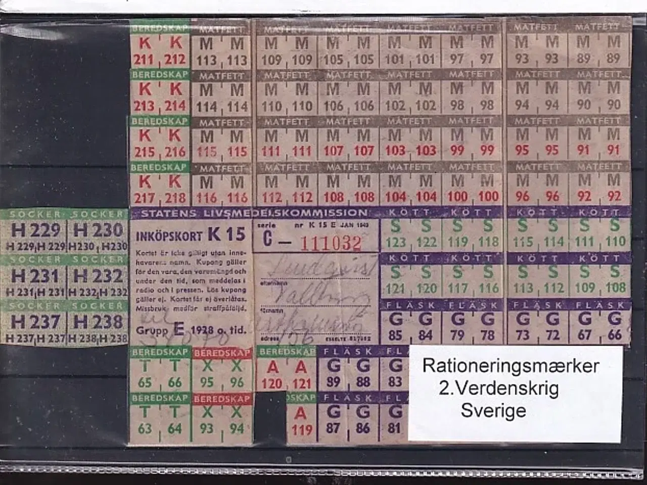 Billede 1 - Rationeringsmærker - 2. Verdenskrig - Sverige