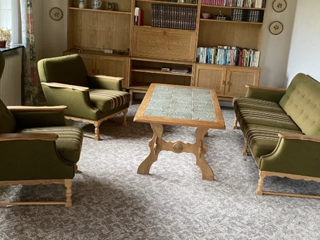 Billede 1 - Komplet sofa sæt med reolsystem står som nyt. 