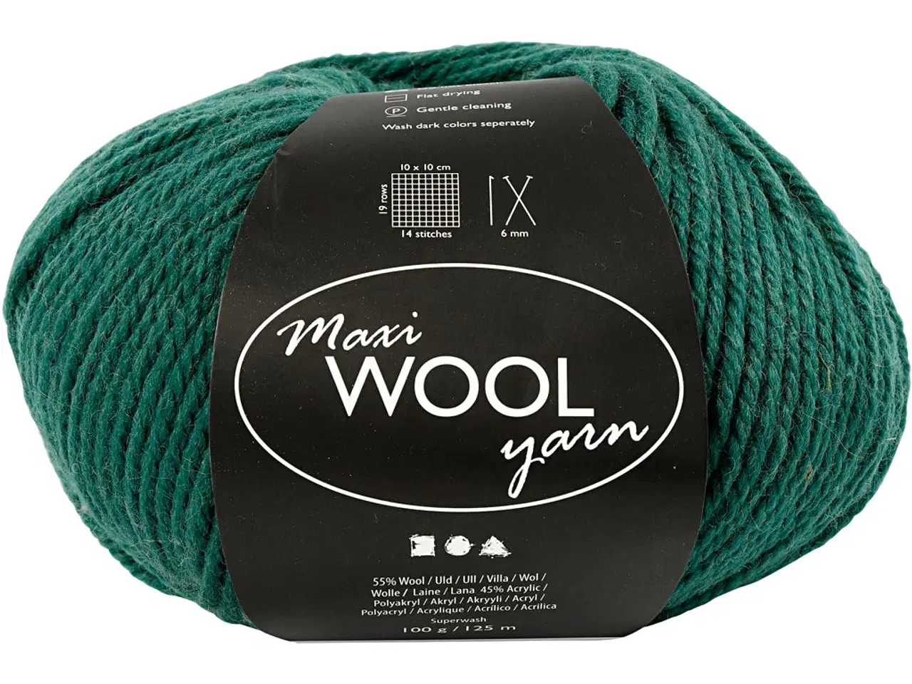 Billede 1 - Uldgarn, L: 125 M, grøn, 100g/ 1 ngl.