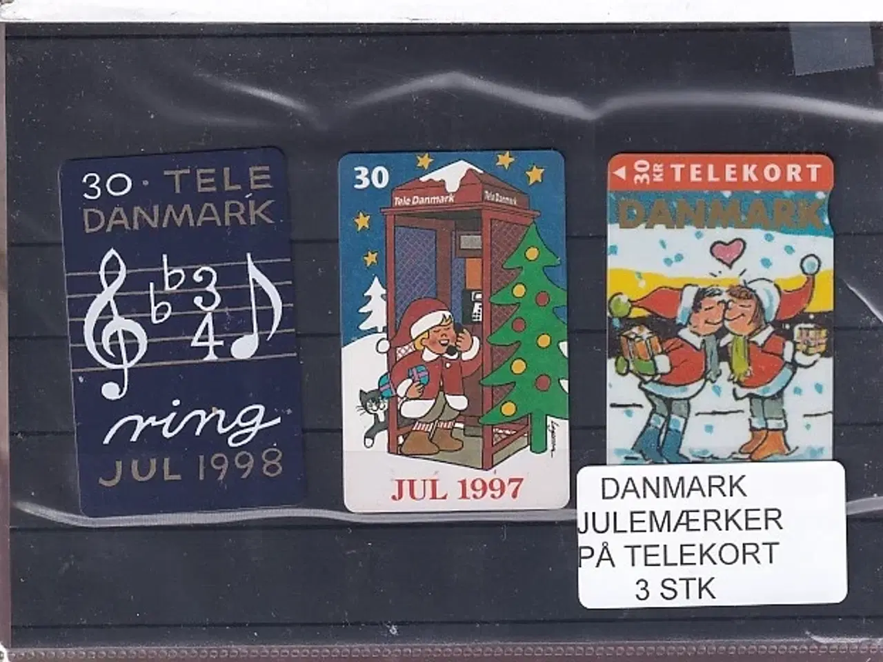 Billede 1 - Danmark - Julemærke på Telekort - 1996 - 1997 - 1998