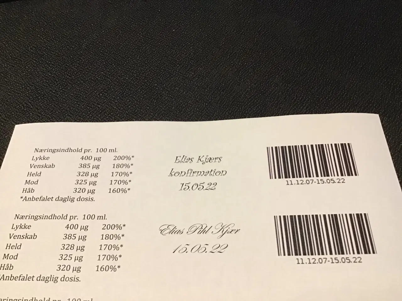 Billede 2 - Labels med navn og dato til konfirmation