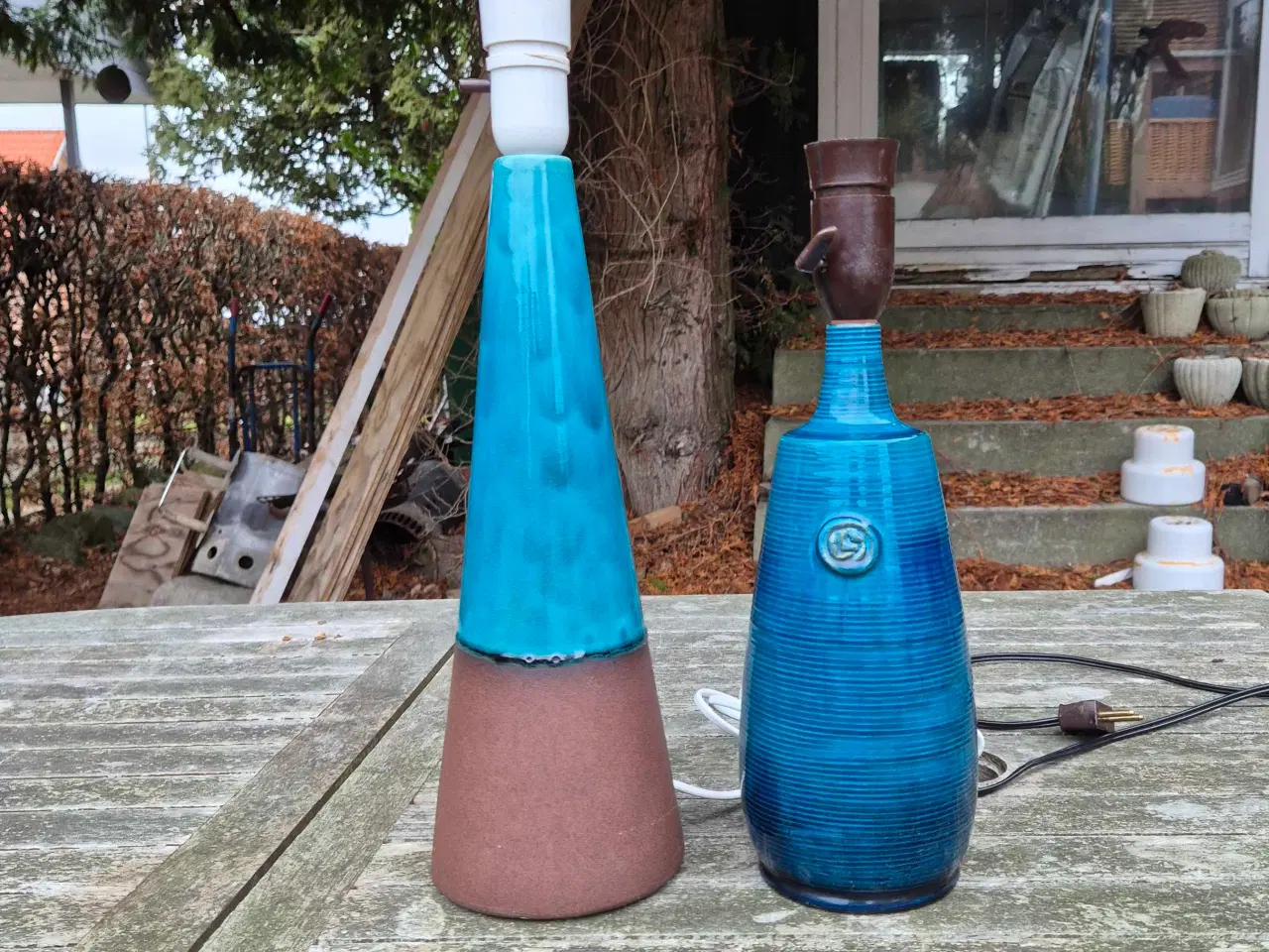 Billede 1 - Keramikbordlamper med smuk turkis glasur