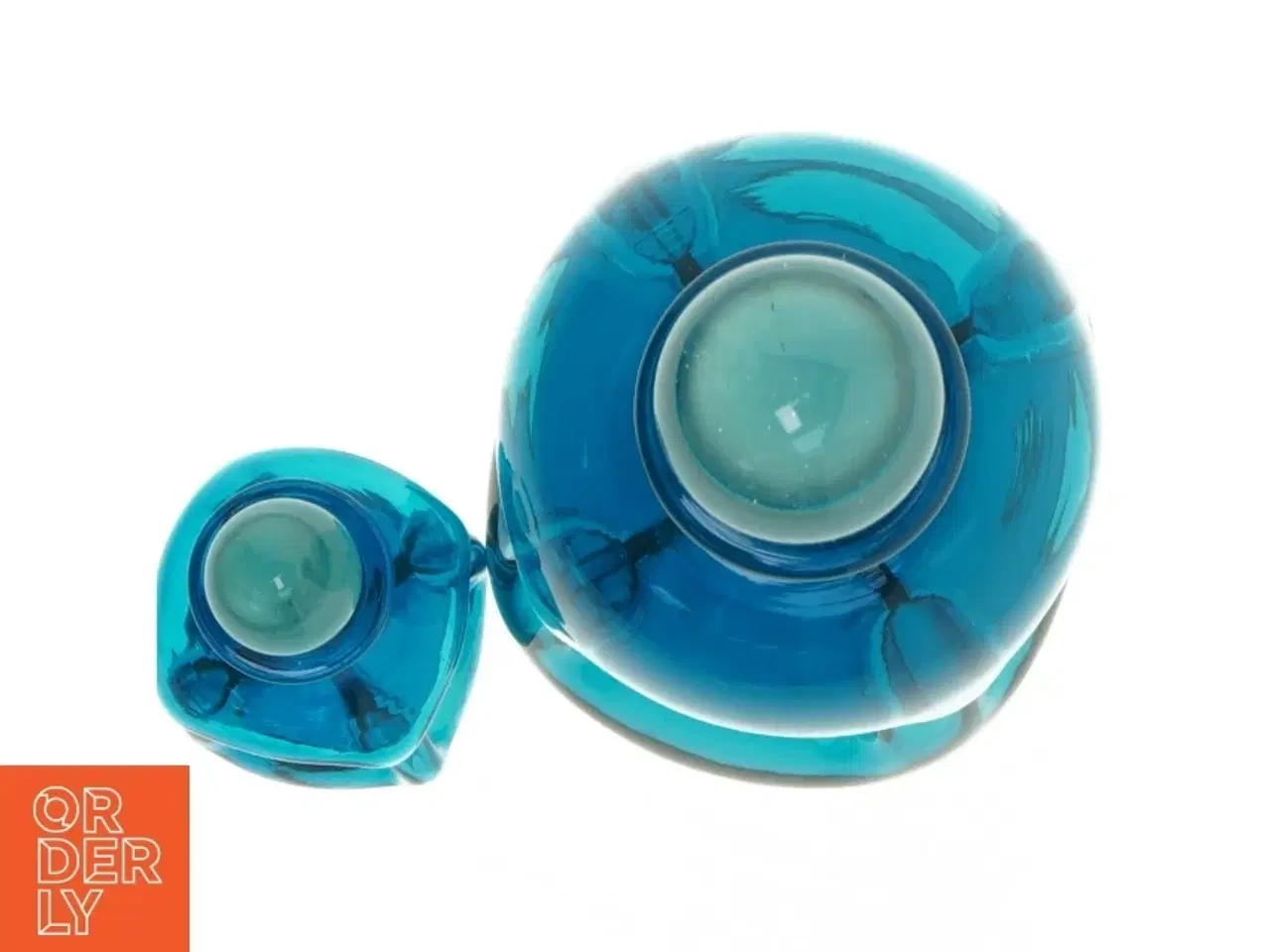 Billede 5 - Sæt af blå glasflasker (str. 27 og 14 cm)