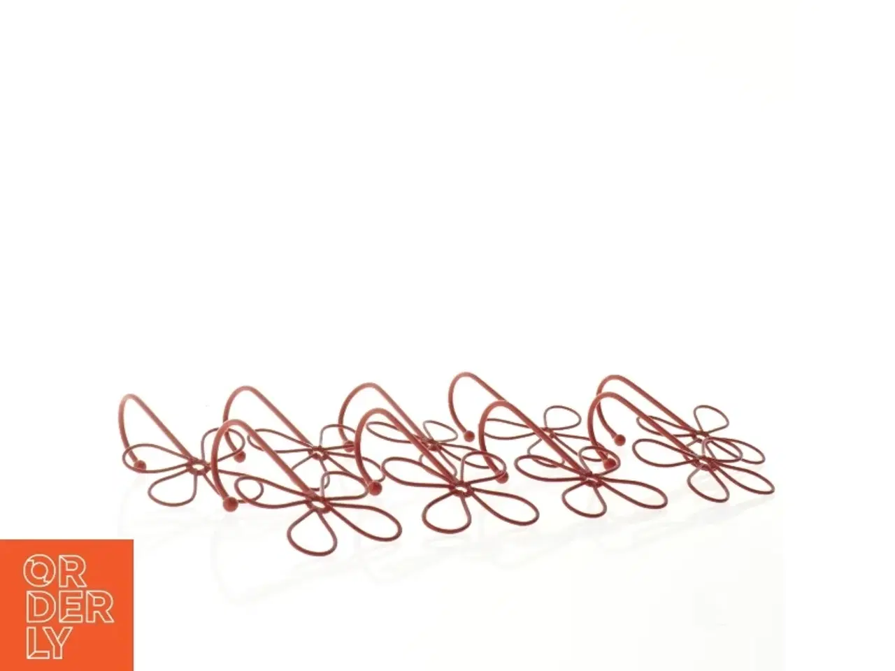 Billede 3 - Dekorative røde metalblomstkroge (str. 12 x 8 cm)